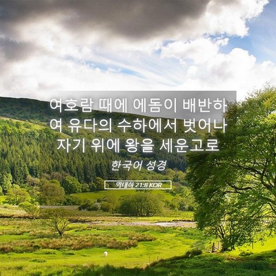 Picture 05 - 역대하 21:8 KOR - 여호람 때에 에돔이 배반하여 유다의 - Bible Verse Picture