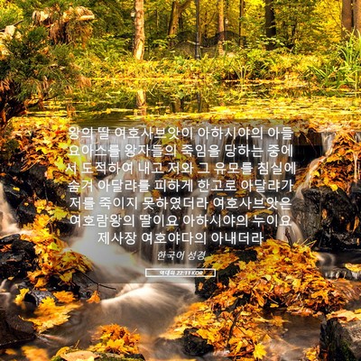 Picture 05 - 역대하 22:11 KOR - 왕의 딸 여호사브앗이 아하시야의 - Bible Verse Picture