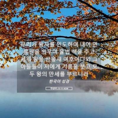 Picture 05 - 역대하 23:11 KOR - 무리가 왕자를 인도하여 내어 - Bible Verse Picture