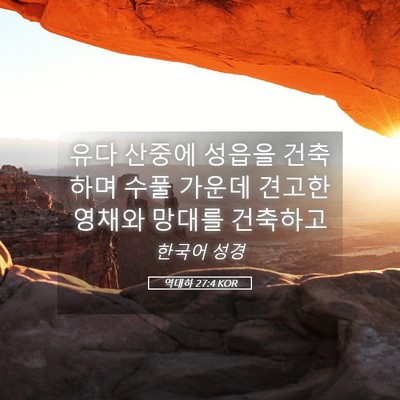 Picture 05 - 역대하 27:4 KOR - 유다 산중에 성읍을 건축하며 수풀 - Bible Verse Picture