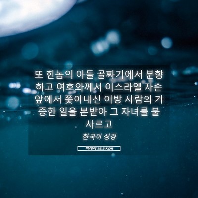 Picture 05 - 역대하 28:3 KOR - 또 힌놈의 아들 골짜기에서 분향하고 - Bible Verse Picture