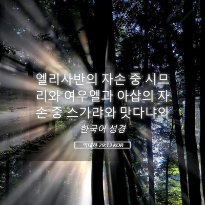 Picture 05 - 역대하 29:13 KOR - 엘리사반의 자손 중 시므리와 - Bible Verse Picture