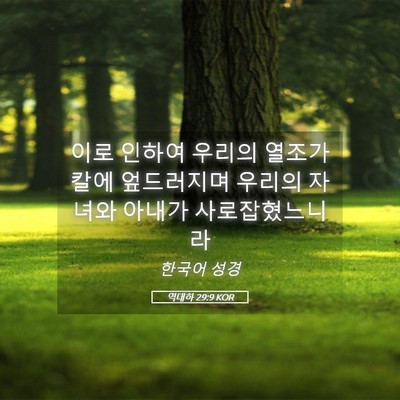 Picture 05 - 역대하 29:9 KOR - 이로 인하여 우리의 열조가 칼에 - Bible Verse Picture