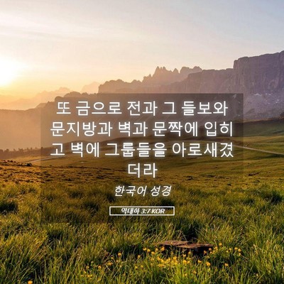 Picture 05 - 역대하 3:7 KOR - 또 금으로 전과 그 들보와 문지방과 - Bible Verse Picture