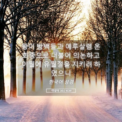 Picture 05 - 역대하 30:2 KOR - 왕이 방백들과 예루살렘 온 회중으로 - Bible Verse Picture
