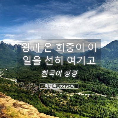 Picture 05 - 역대하 30:4 KOR - 왕과 온 회중이 이 일을 선히 - Bible Verse Picture