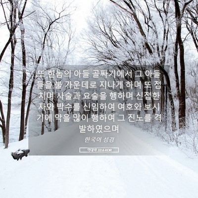 Picture 05 - 역대하 33:6 KOR - 또 힌놈의 아들 골짜기에서 그 - Bible Verse Picture