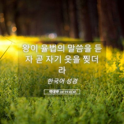 Picture 05 - 역대하 34:19 KOR - 왕이 율법의 말씀을 듣자 곧 자기 - Bible Verse Picture