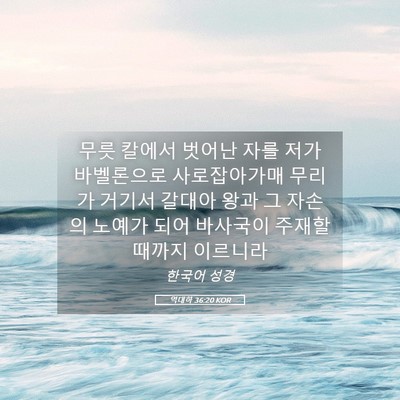 Picture 05 - 역대하 36:20 KOR - 무릇 칼에서 벗어난 자를 저가 - Bible Verse Picture