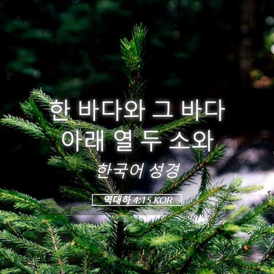 Picture 05 - 역대하 4:15 KOR - 한 바다와 그 바다 아래 열 두 - Bible Verse Picture