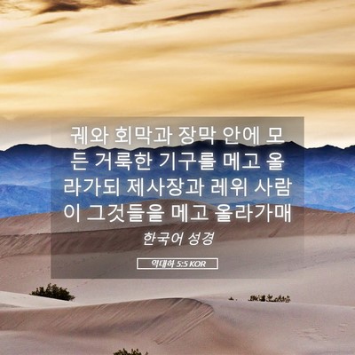 Picture 05 - 역대하 5:5 KOR - 궤와 회막과 장막 안에 모든 거룩한 - Bible Verse Picture