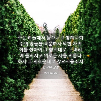 Picture 05 - 역대하 6:23 KOR - 주는 하늘에서 들으시고 행하시되 - Bible Verse Picture