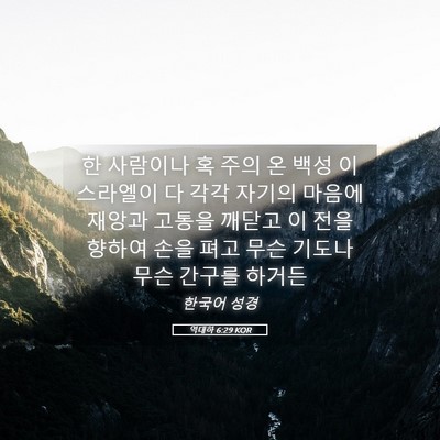 Picture 05 - 역대하 6:29 KOR - 한 사람이나 혹 주의 온 백성 - Bible Verse Picture