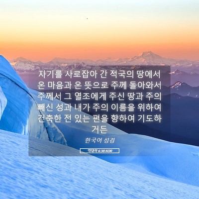 Picture 05 - 역대하 6:38 KOR - 자기를 사로잡아 간 적국의 땅에서 - Bible Verse Picture