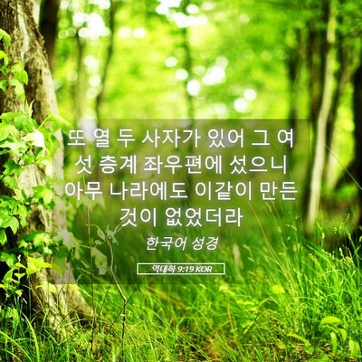 Picture 05 - 역대하 9:19 KOR - 또 열 두 사자가 있어 그 여섯 층계 - Bible Verse Picture
