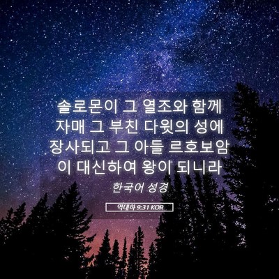 Picture 05 - 역대하 9:31 KOR - 솔로몬이 그 열조와 함께 자매 그 - Bible Verse Picture