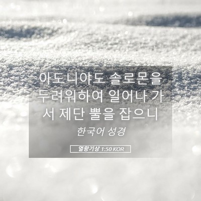 Picture 05 - 열왕기상 1:50 KOR - 아도니야도 솔로몬을 두려워하여 - Bible Verse Picture