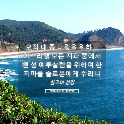 Picture 05 - 열왕기상 11:32 KOR - 오직 내 종 다윗을 위하고 이스라엘 - Bible Verse Picture