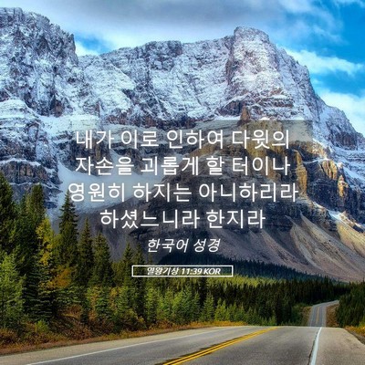 Picture 05 - 열왕기상 11:39 KOR - 내가 이로 인하여 다윗의 자손을 - Bible Verse Picture