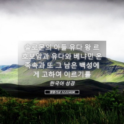 Picture 05 - 열왕기상 12:23 KOR - 솔로몬의 아들 유다 왕 르호보암과 - Bible Verse Picture