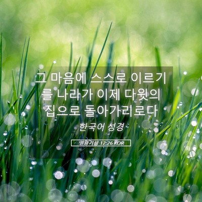Picture 05 - 열왕기상 12:26 KOR - 그 마음에 스스로 이르기를 나라가 - Bible Verse Picture