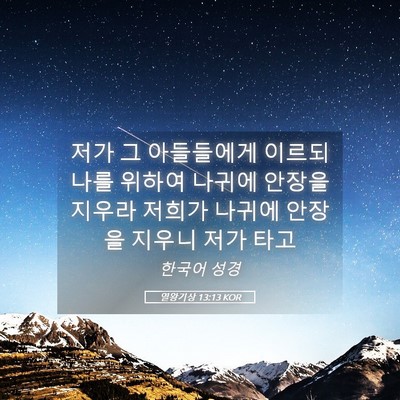 Picture 05 - 열왕기상 13:13 KOR - 저가 그 아들들에게 이르되 나를 - Bible Verse Picture