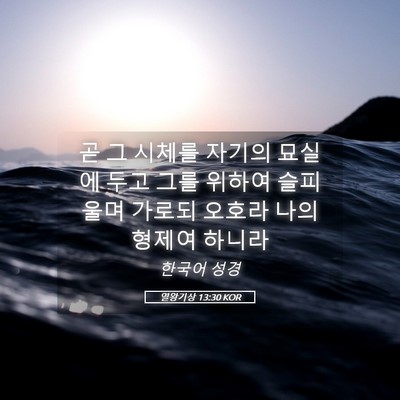 Picture 05 - 열왕기상 13:30 KOR - 곧 그 시체를 자기의 묘실에 두고 - Bible Verse Picture