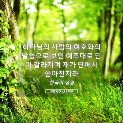 Picture 05 - 열왕기상 13:5 KOR - 하나님의 사람의 여호와의 말씀으로 - Bible Verse Picture