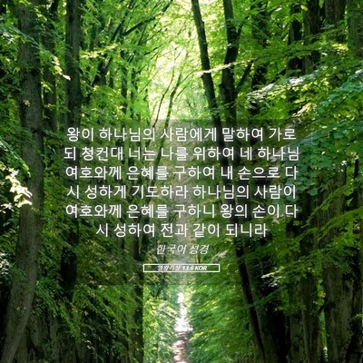 Picture 05 - 열왕기상 13:6 KOR - 왕이 하나님의 사람에게 말하여 - Bible Verse Picture