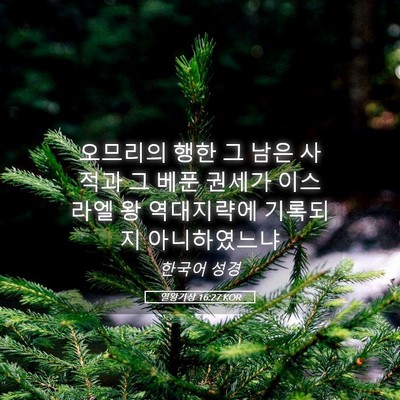 Picture 05 - 열왕기상 16:27 KOR - 오므리의 행한 그 남은 사적과 그 - Bible Verse Picture