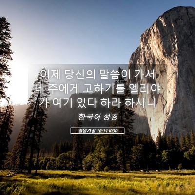 Picture 05 - 열왕기상 18:11 KOR - 이제 당신의 말씀이 가서 네 주에게 - Bible Verse Picture