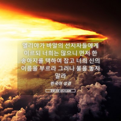 Picture 05 - 열왕기상 18:25 KOR - 엘리야가 바알의 선지자들에게 - Bible Verse Picture