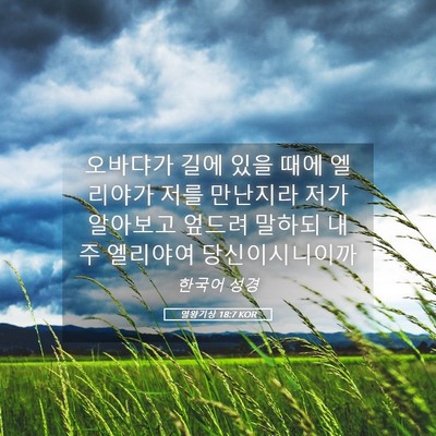 Picture 05 - 열왕기상 18:7 KOR - 오바댜가 길에 있을 때에 엘리야가 - Bible Verse Picture