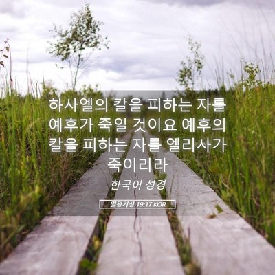 Picture 05 - 열왕기상 19:17 KOR - 하사엘의 칼을 피하는 자를 예후가 - Bible Verse Picture