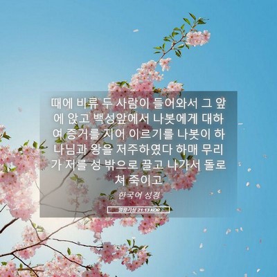Picture 05 - 열왕기상 21:13 KOR - 때에 비류 두 사람이 들어와서 그 - Bible Verse Picture