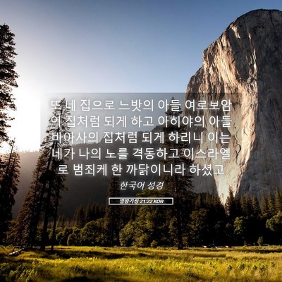 Picture 05 - 열왕기상 21:22 KOR - 또 네 집으로 느밧의 아들 - Bible Verse Picture