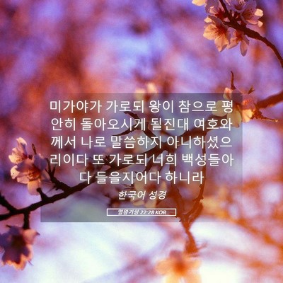 Picture 05 - 열왕기상 22:28 KOR - 미가야가 가로되 왕이 참으로 평안히 - Bible Verse Picture