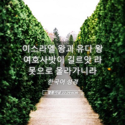 Picture 05 - 열왕기상 22:29 KOR - 이스라엘 왕과 유다 왕 여호사밧이 - Bible Verse Picture