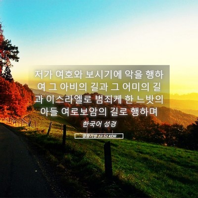 Picture 05 - 열왕기상 22:52 KOR - 저가 여호와 보시기에 악을 행하여 - Bible Verse Picture