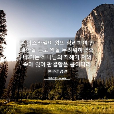 Picture 05 - 열왕기상 3:28 KOR - 온 이스라엘이 왕의 심리하여 - Bible Verse Picture