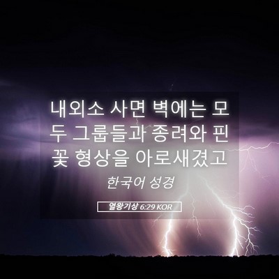 Picture 05 - 열왕기상 6:29 KOR - 내외소 사면 벽에는 모두 그룹들과 - Bible Verse Picture