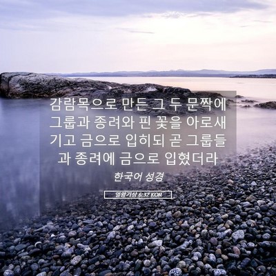 Picture 05 - 열왕기상 6:32 KOR - 감람목으로 만든 그 두 문짝에 - Bible Verse Picture