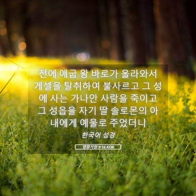 Picture 05 - 열왕기상 9:16 KOR - 전에 애굽 왕 바로가 올라와서 - Bible Verse Picture