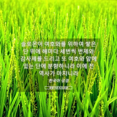 Picture 05 - 열왕기상 9:25 KOR - 솔로몬이 여호와를 위하여 쌓은 단 - Bible Verse Picture