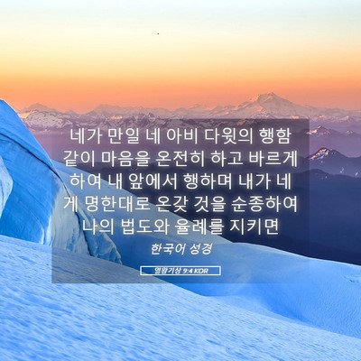 Picture 05 - 열왕기상 9:4 KOR - 네가 만일 네 아비 다윗의 행함 같이 - Bible Verse Picture