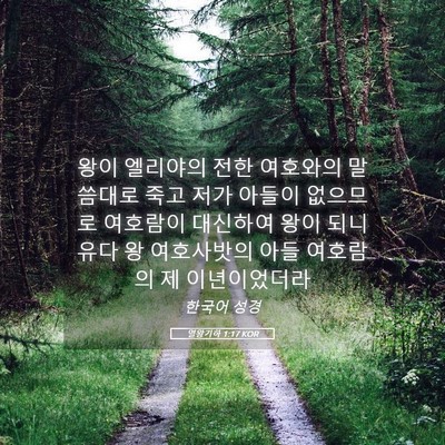 Picture 05 - 열왕기하 1:17 KOR - 왕이 엘리야의 전한 여호와의 - Bible Verse Picture