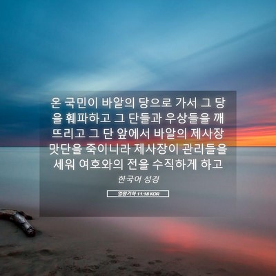 Picture 05 - 열왕기하 11:18 KOR - 온 국민이 바알의 당으로 가서 그 - Bible Verse Picture