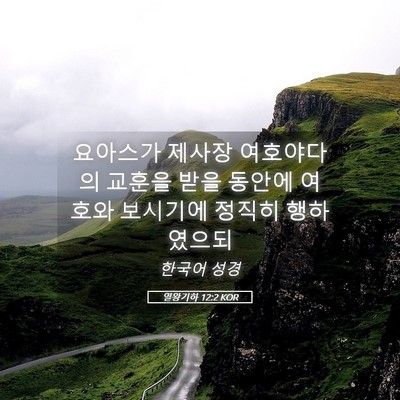 Picture 05 - 열왕기하 12:2 KOR - 요아스가 제사장 여호야다의 교훈을 - Bible Verse Picture