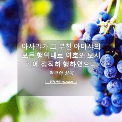 Picture 05 - 열왕기하 15:3 KOR - 아사랴가 그 부친 아마샤의 모든 - Bible Verse Picture