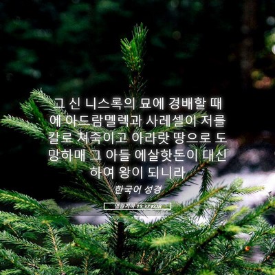 Picture 05 - 열왕기하 19:37 KOR - 그 신 니스록의 묘에 경배할 때에 - Bible Verse Picture
